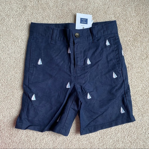 Janie & Jack navy embroidered sailboats shorts NWT - Picture 1 of 2